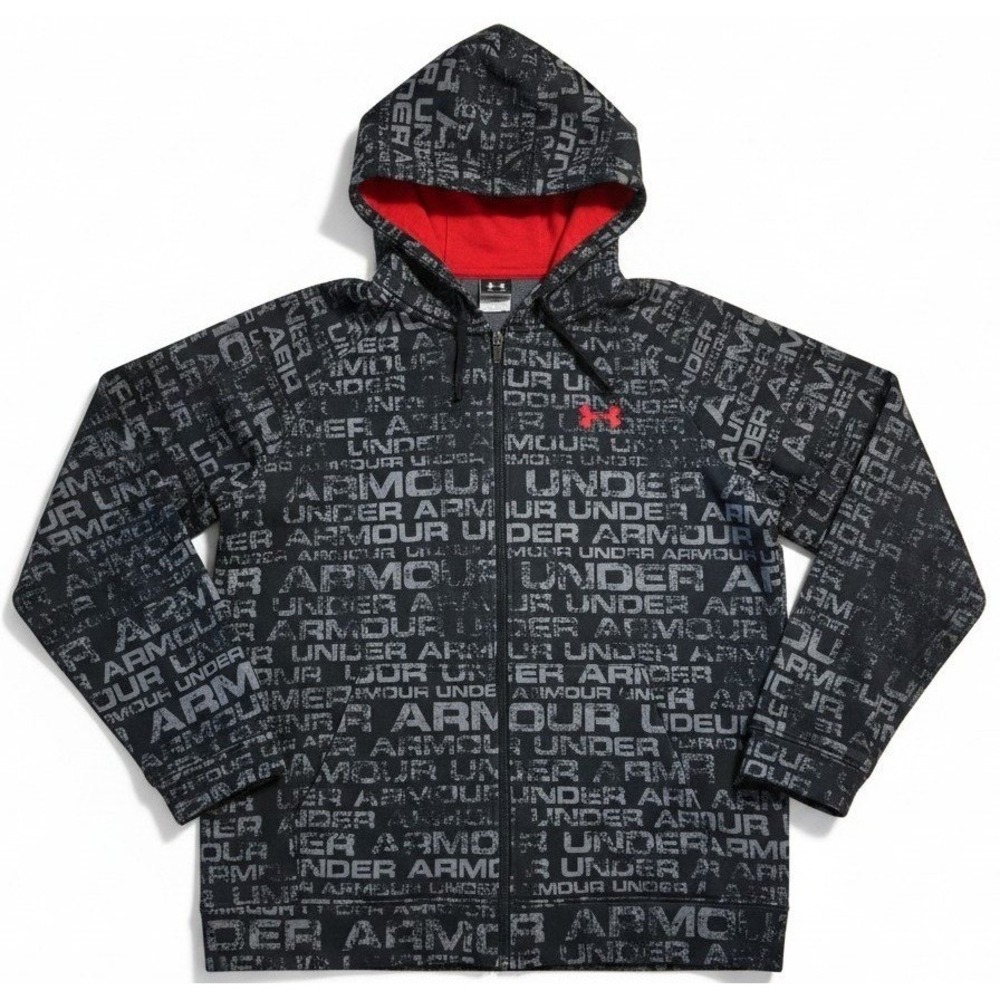 Under Armour Mens Large Logo Print Hooded Sweatshirt Jacket Full Zip Hoodie